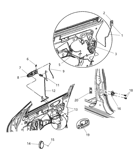 2003 Dodge Stratus Handle Front Door Exterior Diagram for QA39ZMQAD