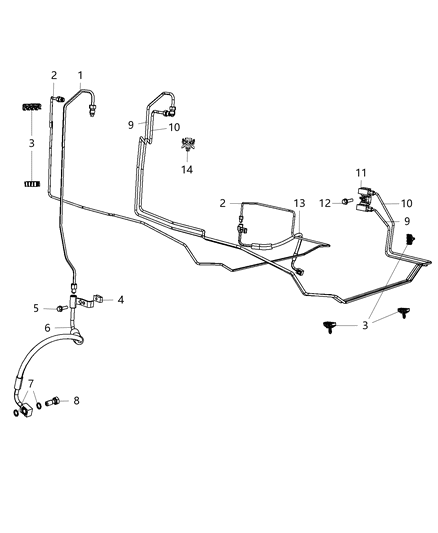 2010 Jeep Wrangler Brake Tubes & Hoses, Front Diagram 2 - Thumbnail
