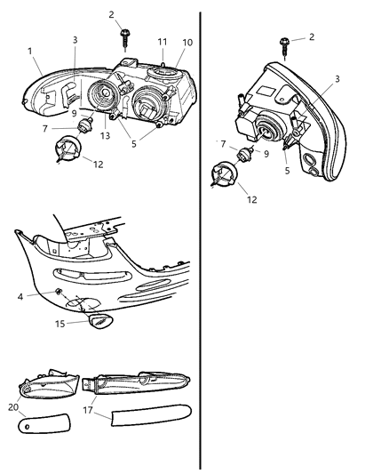 2000 Chrysler Town & Country Side Marker Lamp Diagram for 4857076AB