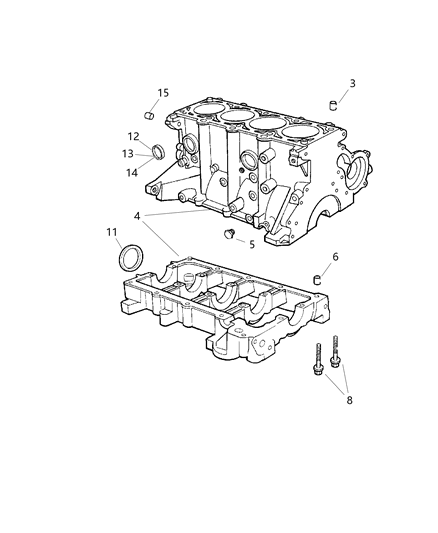 2005 Chrysler PT Cruiser Cylinder Block & Related Parts Diagram 3 - Thumbnail