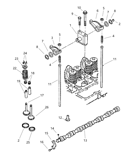 1998 Dodge Ram 3500 Regular Cab Camshaft & Valves Diagram 2 - Thumbnail