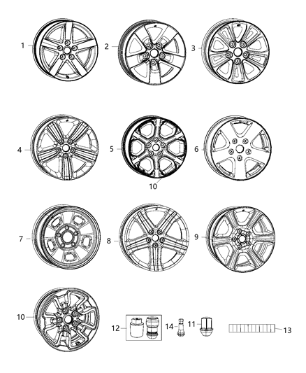 2016 Ram 1500 Wheel Aluminum Diagram for 52014257AC