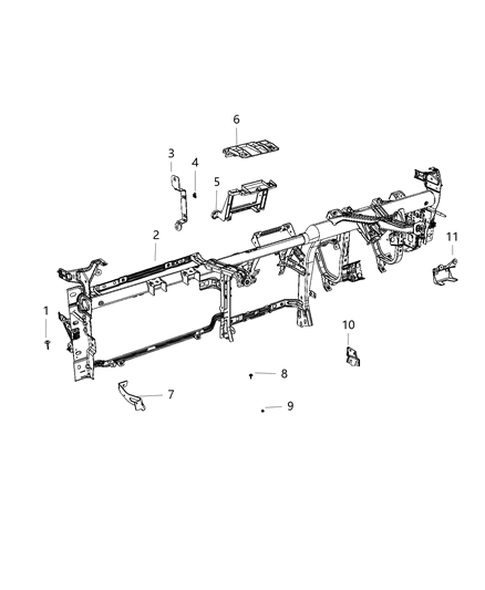 2021 Ram 1500 Bracket Knee Protector Diagram for 68411301AA