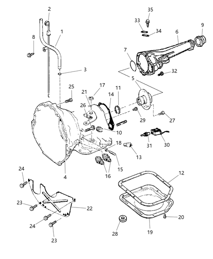2000 Jeep Cherokee Case & Related Parts of Automatic Transmission Diagram 1 - Thumbnail