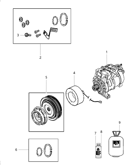 2014 Dodge Challenger Compressor A/C Complete Diagram for 68021637AF