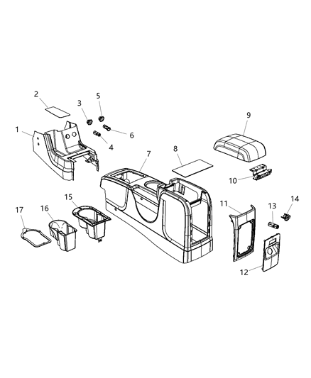 2010 Dodge Journey Base Floor Console Diagram for 1RK46XDVAA