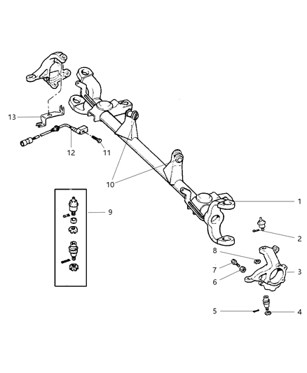 2001 Jeep Cherokee Housing - Front Axle Diagram 1 - Thumbnail