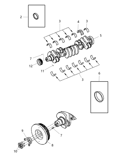 2008 Dodge Ram 3500 Cab Chassis Crankshaft , Crankshaft Bearings , Damper , And Flex Plate Diagram 2 - Thumbnail