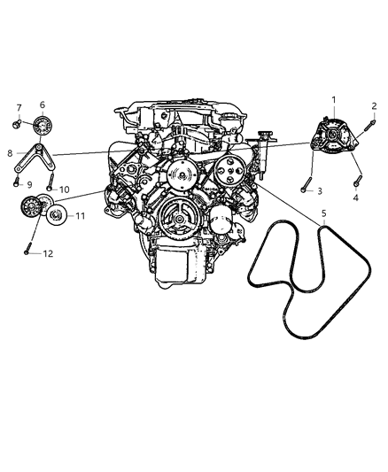 2002 Dodge Ram 1500 Tensioner Bolt Diagram for 6504930AA