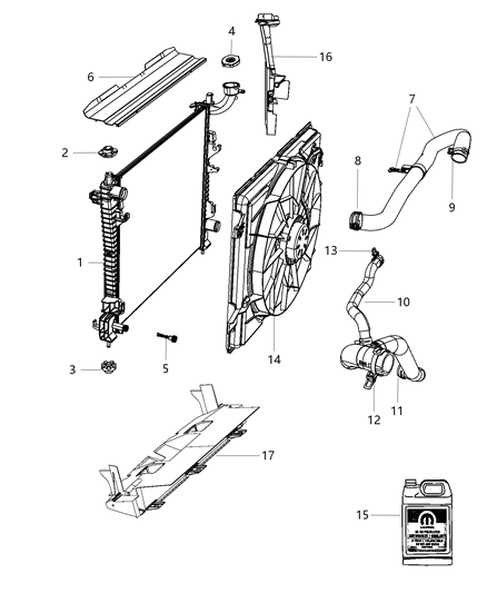 2013 Jeep Grand Cherokee Radiator & Related Parts Diagram 1 - Thumbnail