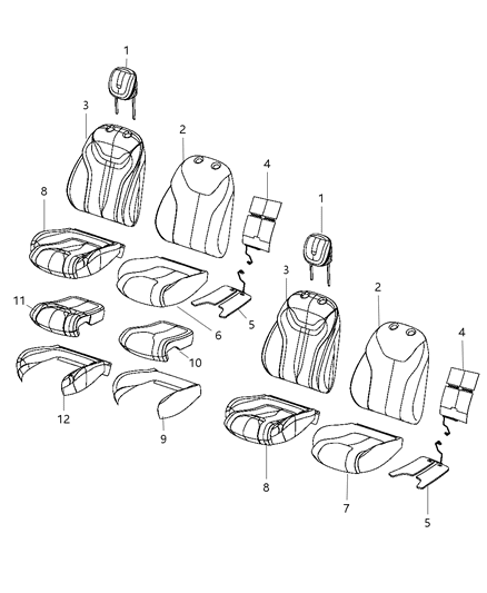 2013 Dodge Dart Foam Seat Cushion Front Right Insert Diagram for 68193497AD