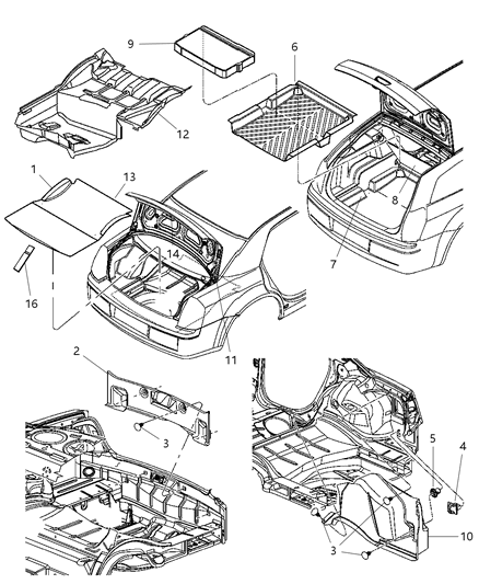2006 Chrysler 300 Cargo Net Hook, Rear Diagram for 4628911AA