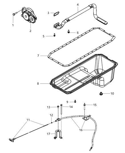 2007 Dodge Ram 3500 Cab Chassis Oil Pump , Oil Pan And Indicator Diagram 2 - Thumbnail