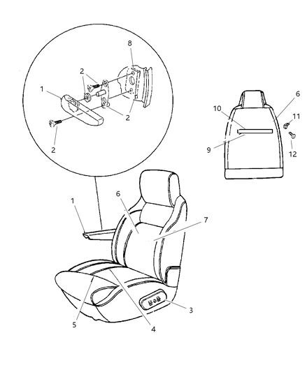 1997 Dodge Ram Wagon Cushion Front Seat Diagram for SA82SP8AA