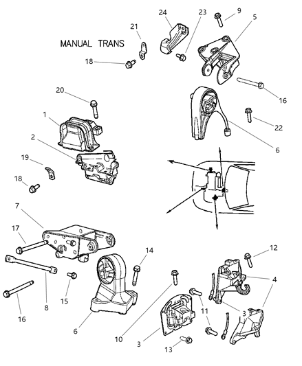 2002 Dodge Stratus Support Bracket, Rear Diagram for 4593253AF