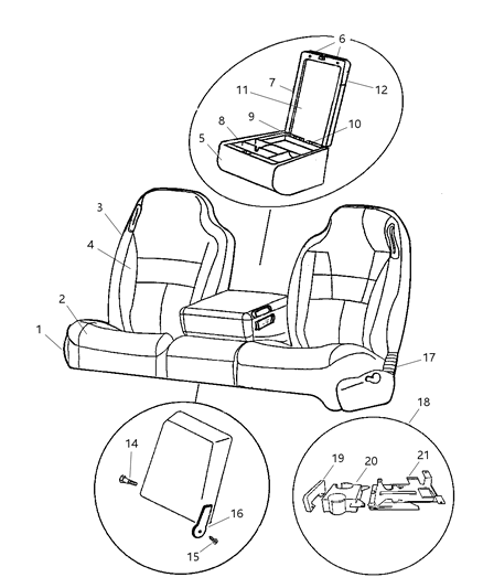 2000 Dodge Ram 2500 Armrest Base, Camel Diagram for SS381K5AA