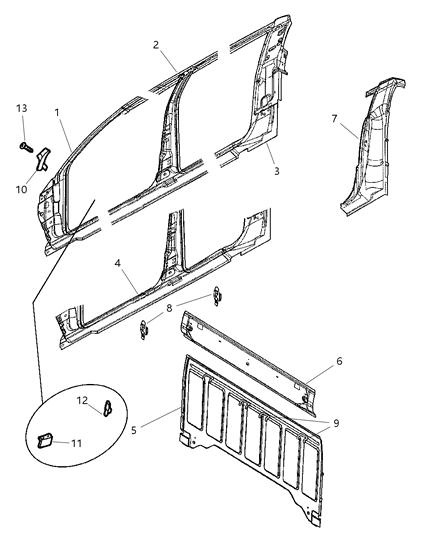 2000 Dodge Dakota Aperture Panel Bodyside Diagram 3 - Thumbnail