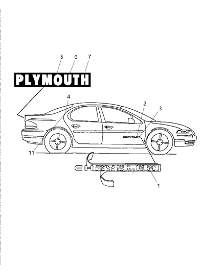 1998 Chrysler Cirrus Nameplates Diagram