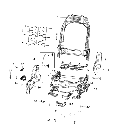 2018 Jeep Compass Seat Back Frame, Front Passenger Side Diagram for 68248248AC
