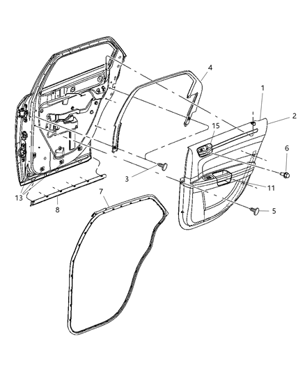 2005 Chrysler 300 Handle Door Pull Diagram for 1AF371D1AA