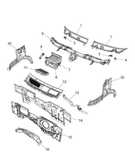 2015 Ram ProMaster 1500 Panel Dash Diagram for 68157034AC