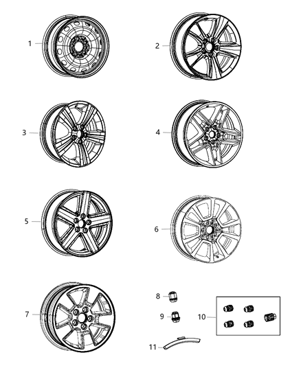 2012 Jeep Compass Wheel Aluminum Diagram for 1JX81DX8AB