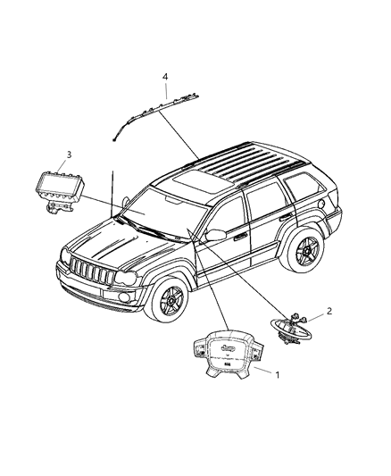 2005 Jeep Grand Cherokee Air Bag Side Curtain Diagram for 55116640AF