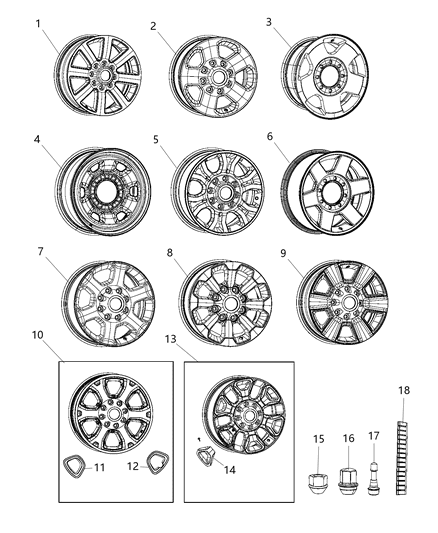 2017 Ram 2500 Wheel Aluminum Diagram for 1VQ85DD5AB