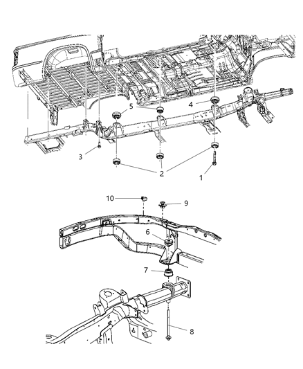2007 Dodge Dakota Isolator, Front Upper Diagram for 55362406AD