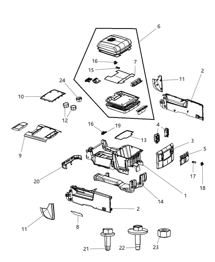 2012 Ram 3500 Pickup Floor Console Diagram 1 - Thumbnail