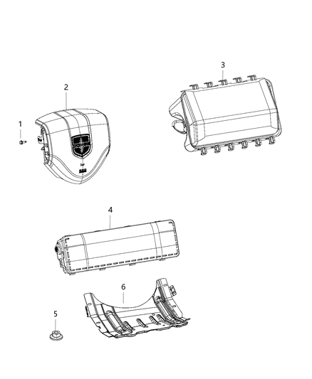 2020 Dodge Grand Caravan Passenger Air Bag, Upper Passenger Side Diagram for 68086537AE