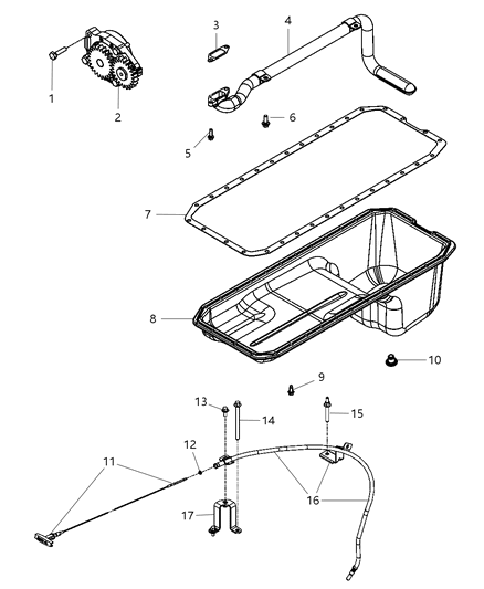 2008 Dodge Ram 3500 Cab Chassis Oil Pump , Oil Pan And Indicator Diagram 3 - Thumbnail