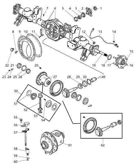 2006 Jeep Commander Axle, Rear, With Differential, Housing And Axle Shafts Diagram 2 - Thumbnail