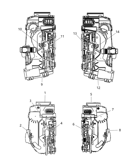 2008 Dodge Caliber Rear Door - Latches & Clips Diagram