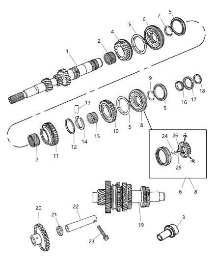 2010 Dodge Journey Input Shaft , Counter Shaft And Reverse Shaft Diagram 4 - Thumbnail