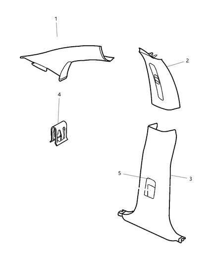 2002 Chrysler 300M Center Pillar Trim, Lower Driver Side Diagram for LK53TL2AE