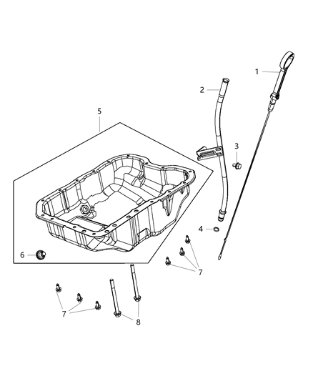 2016 Dodge Dart Engine Oil Pan & Engine Oil Level Indicator & Related Parts Diagram 3 - Thumbnail