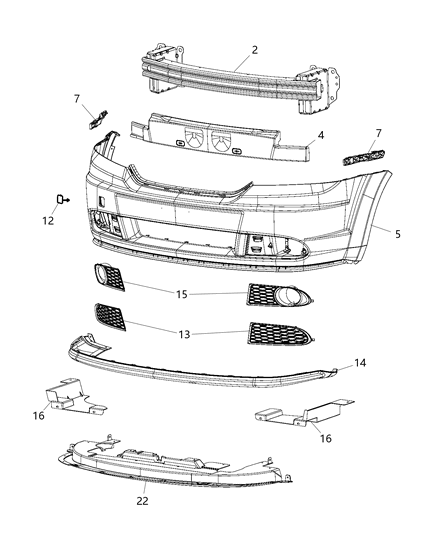 2017 Dodge Journey Fascia, Front Diagram 2 - Thumbnail