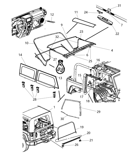 2013 Jeep Wrangler Soft Top - 2 Door Diagram 1 - Thumbnail