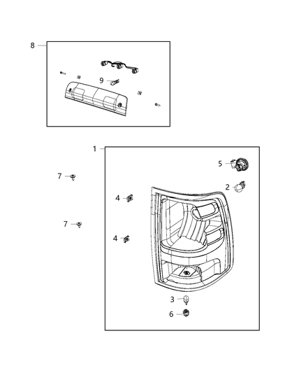 2020 Ram 1500 Classic Lamps - Rear Diagram 2 - Thumbnail