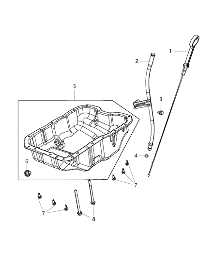 2016 Dodge Dart Engine Oil Pan & Engine Oil Level Indicator & Related Parts Diagram 2 - Thumbnail
