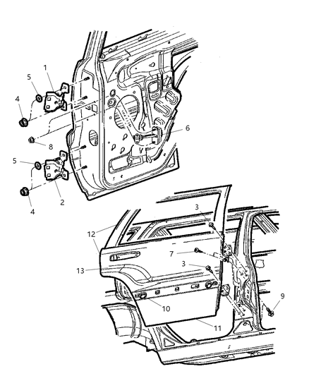 2002 Jeep Grand Cherokee Hinge Door Half Lower Diagram for 55363416AA