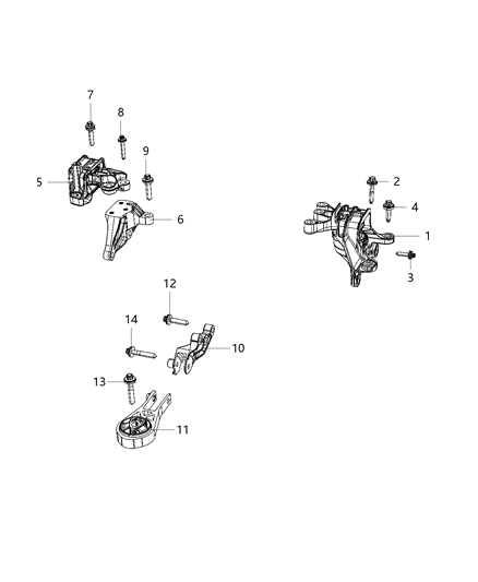 2019 Jeep Renegade Motor Mount Bolt Diagram for 68201193AA