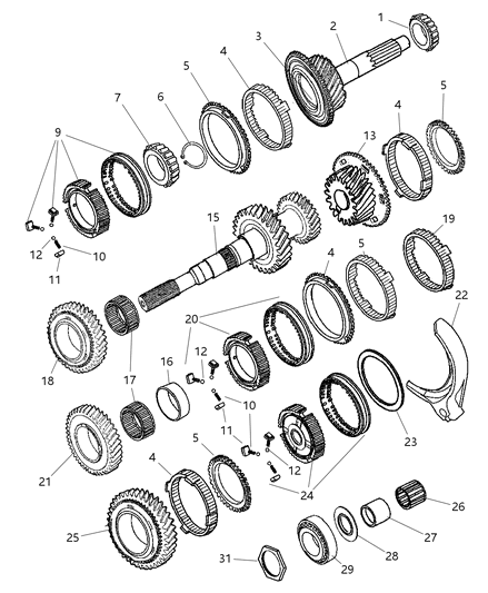 2002 Dodge Ram 3500 Regular Cab Gear Train of Manual Transmission Diagram 4 - Thumbnail