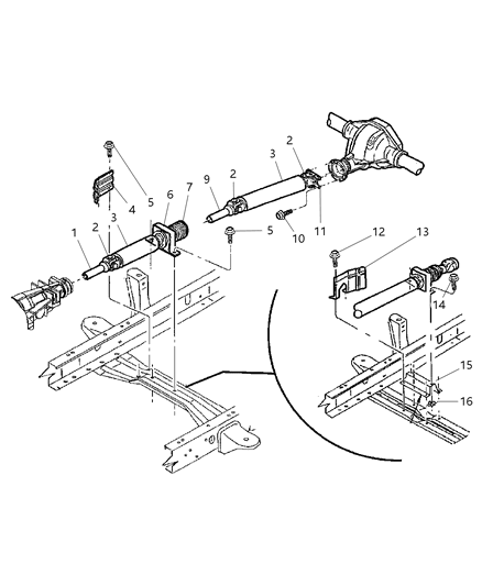 2004 Dodge Dakota Shaft Drive Rear 2-Piece Diagram for 52853023AA
