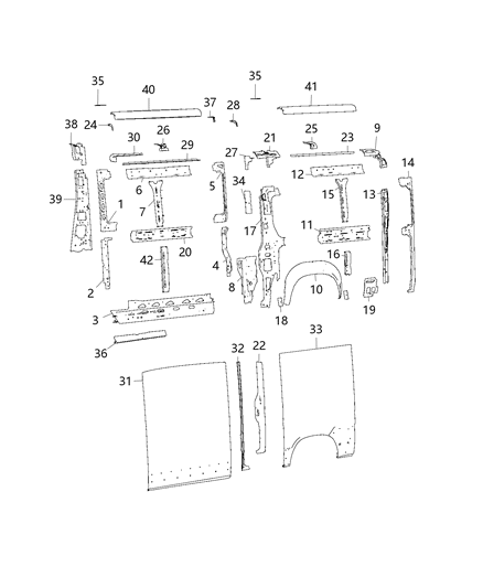2020 Ram ProMaster 1500 Panels Body Side Diagram 2 - Thumbnail