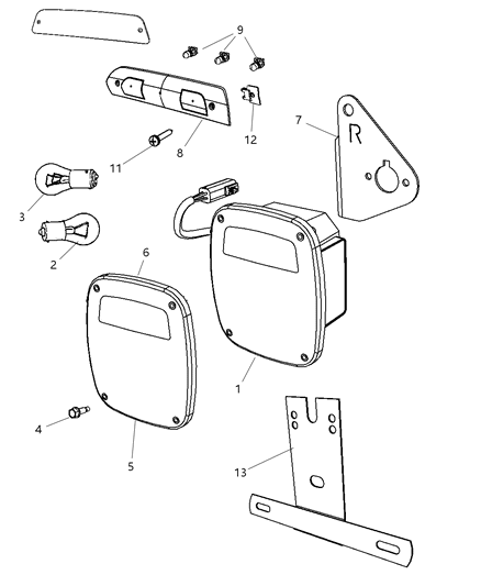 2010 Dodge Ram 3500 Cab Chassis Lamps - Rear Diagram