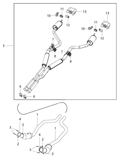 2020 Dodge Challenger Muffler And Resonator Exhaust Diagram for 68453198AB