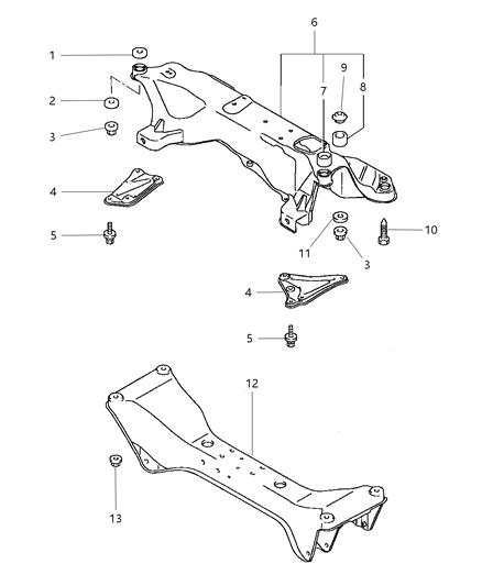 2000 Chrysler Sebring Engine Cradle Rear Bushing, Front Outer Diagram for MB871921