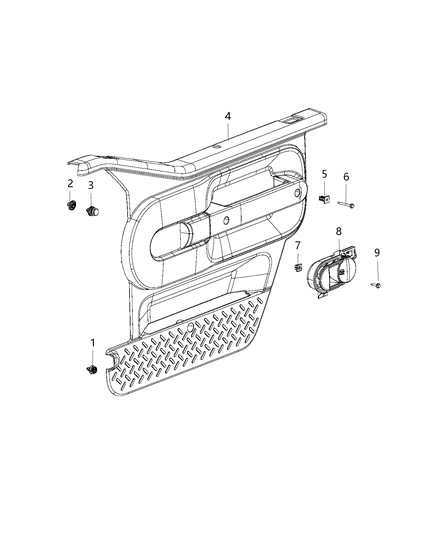 2018 Jeep Wrangler JK (Previous-generation) Front Door Trim Panel Diagram 2 - Thumbnail